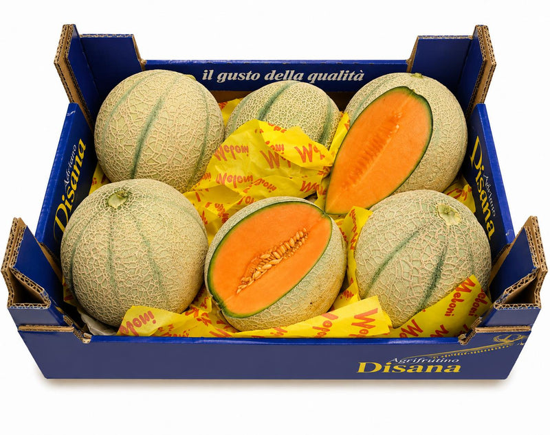 Melons verts en cagette